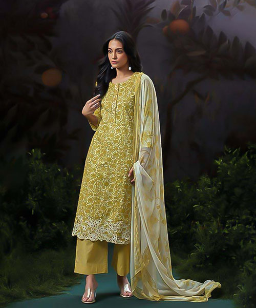 Green Cotton Party Wear Salwar Kameez