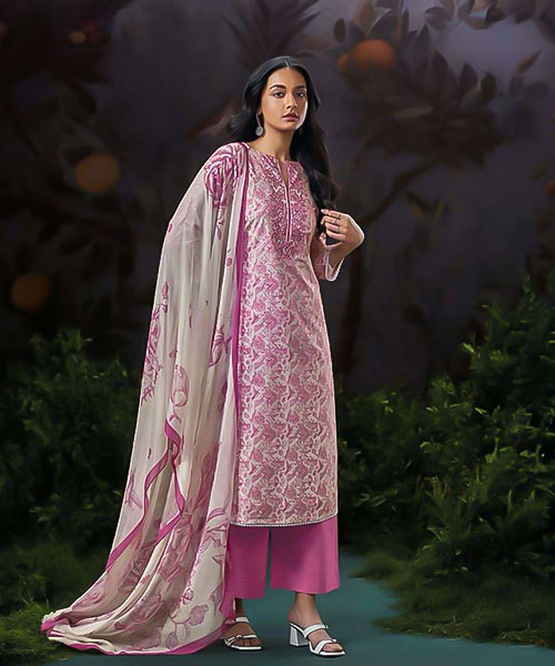 Pink Cotton Party Wear Salwar Kameez