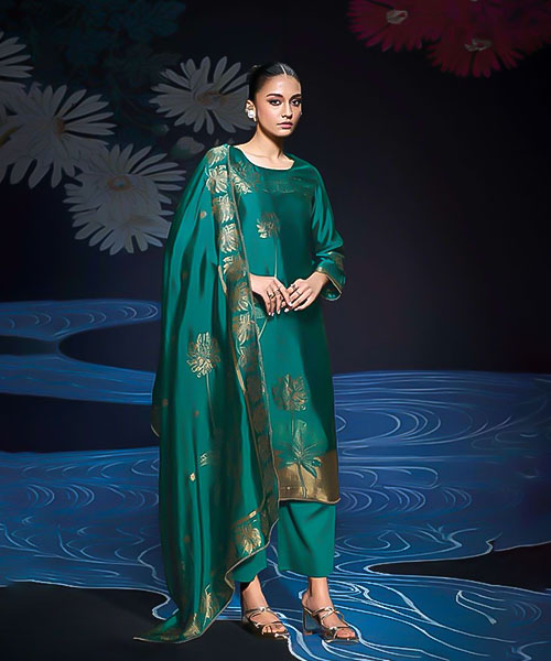 Green Viscose Party Wear Salwar Kameez