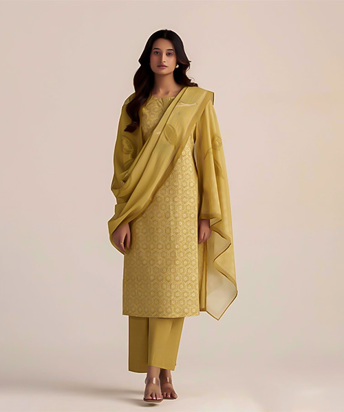 Yellow Cotton Casual Wear Salwar Kameez in san jose