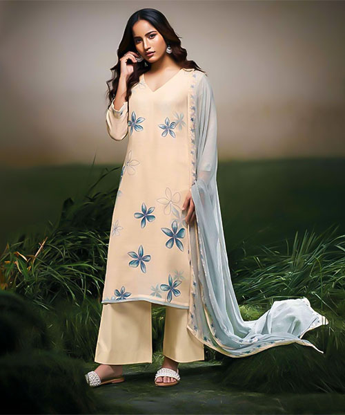 White  Linen Party Wear Salwar Kameez in tulsa