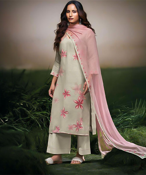 White  Linen Party Wear Salwar Kameez in tulsa