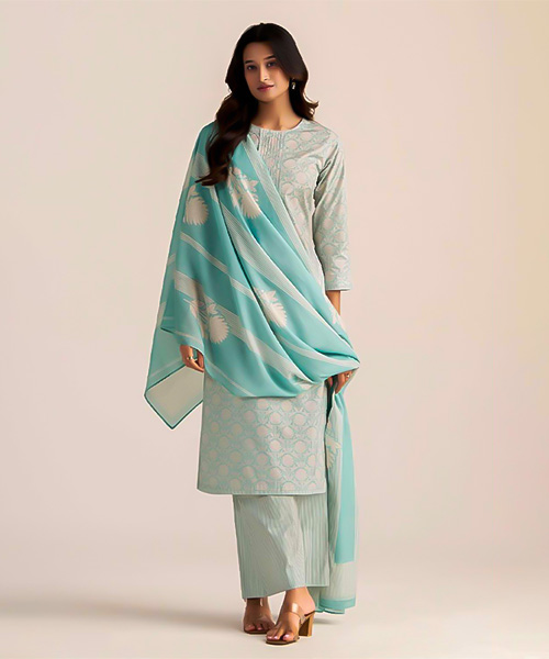 Sky Blue Cotton Casual Wear Salwar Kameez in switzerland