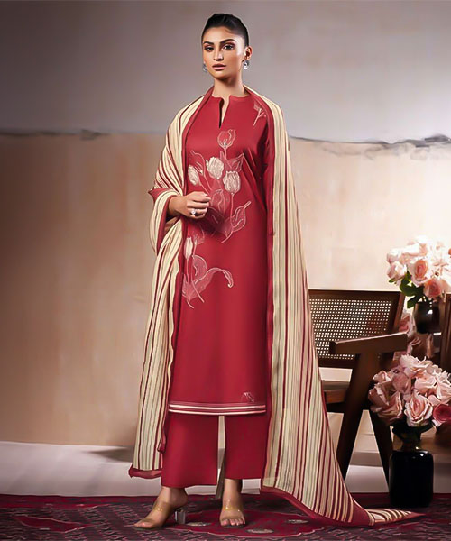 Red Cotton Party Wear Salwar Kameez in canterbury