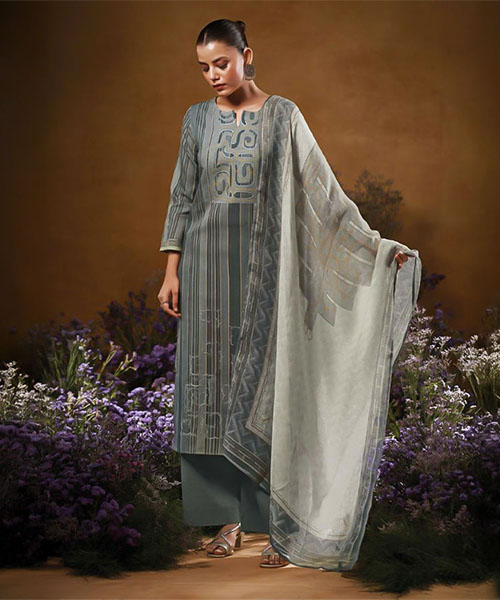 Grey  Cotton Party Wear Salwar Kameez in mumbai