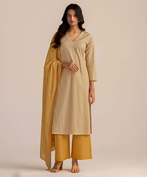 Yellow  Cotton Casual Wear Salwar Kameez in swansea