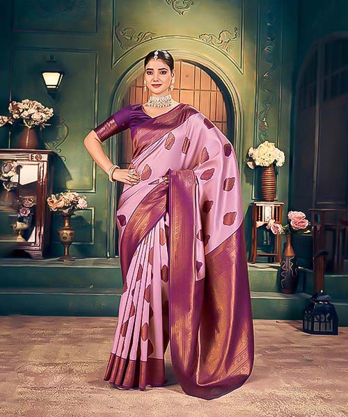 Purple Zari Silk Casual Wear Saree