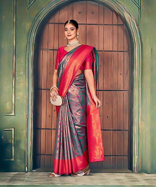 Red Zari Silk Casual Wear Saree