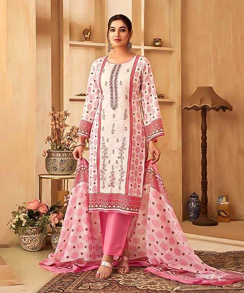 Pink Cotton Casual Wear Salwar Kameez