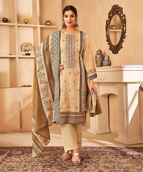 Yellow Cotton Casual Wear Salwar Kameez