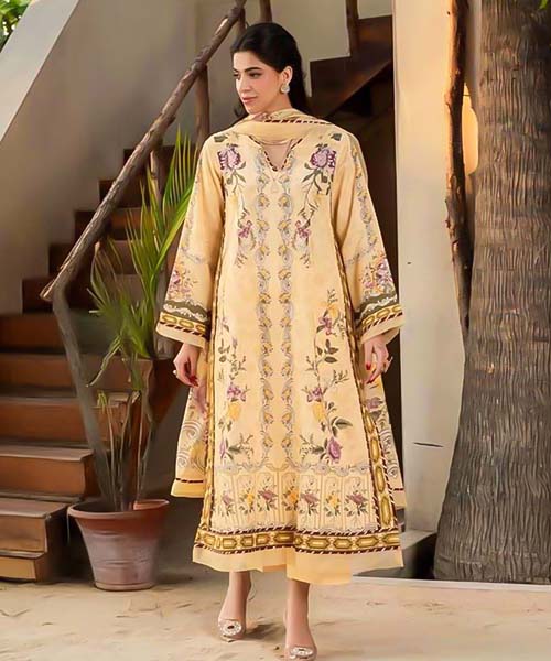 Yellow Cotton Casual Wear Salwar Kameez