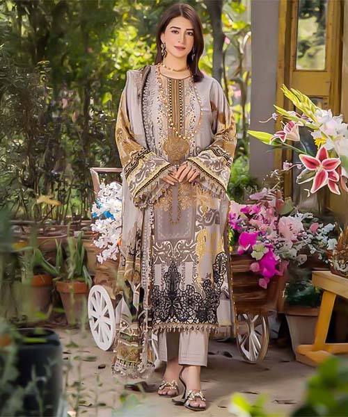 Grey Cotton Casual Wear Salwar Kameez