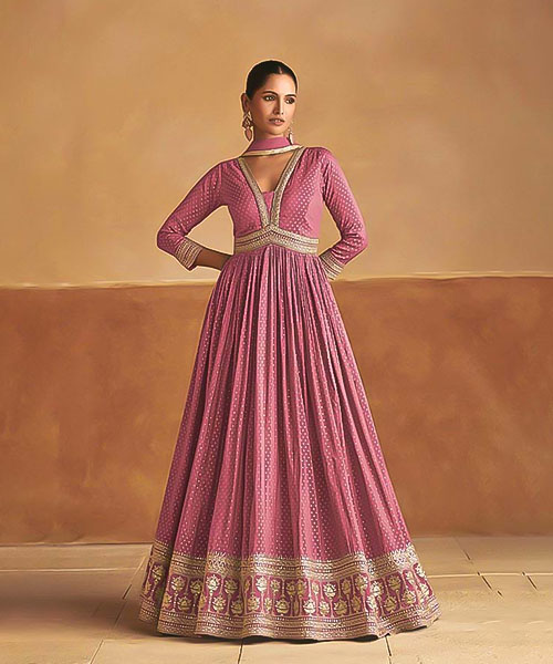 Pink Viscose Silk Designer Salwar Kameez