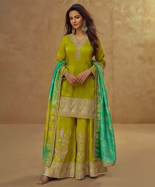 Green Simar Silk Designer Salwar Kameez in delhi