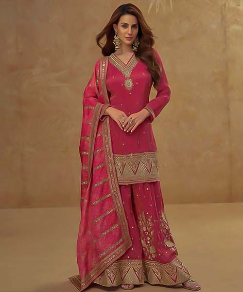 Red Simar Silk Designer Salwar Kameez in delhi