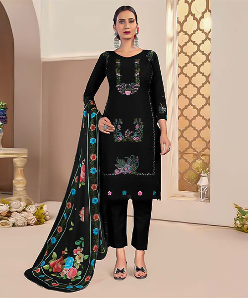 Black  Lawn Cambric Casual Wear Salwar Kameez in canterbury
