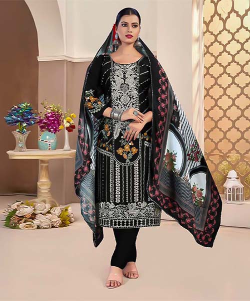 Black  Lawn Cambric Casual Wear Salwar Kameez in stirling