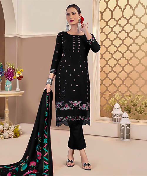 Black  Lawn Cambric Casual Wear Salwar Kameez in stirling