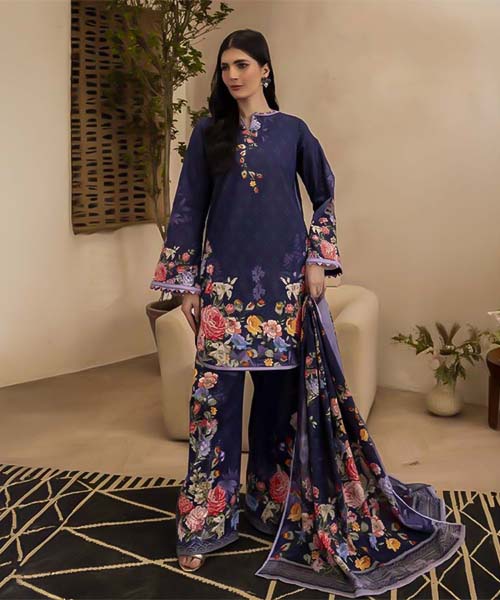 Purple Cotton Printed Salwar Kameez