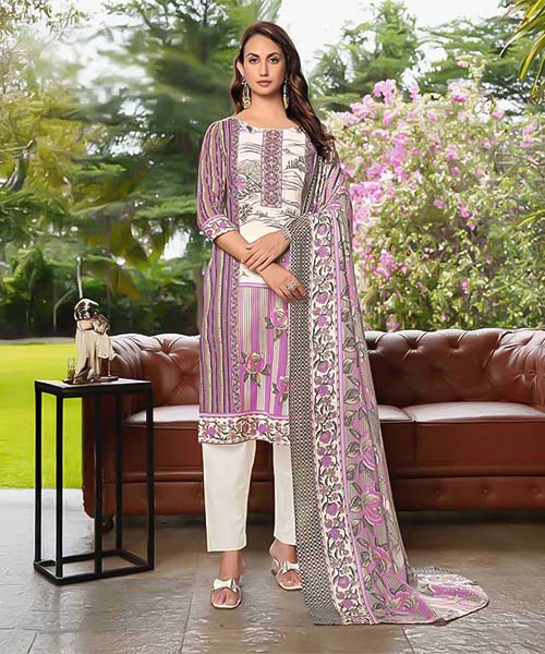 Purple  Cotton Casual Wear Salwar Kameez