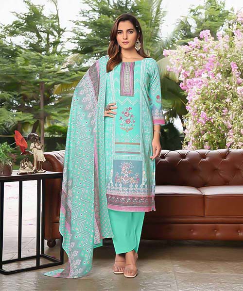 Blue  Cotton Casual Wear Salwar Kameez