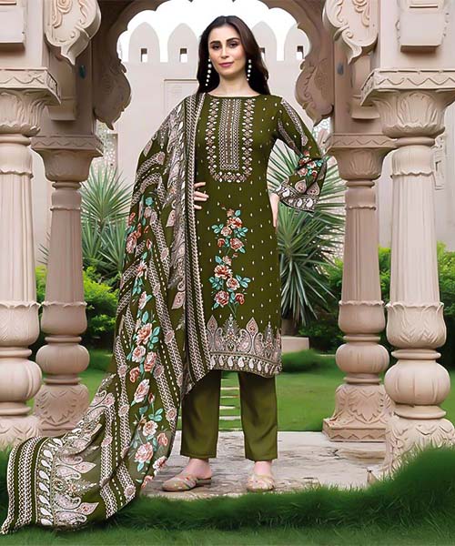 Green  Viscose Rayon Casual Wear Salwar Kameez