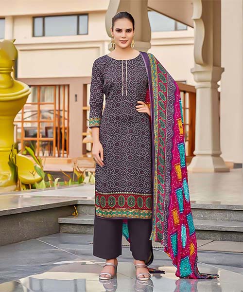 Brown  Pure Zam Casual Wear Salwar Kameez