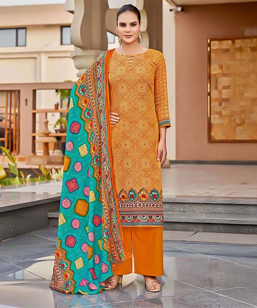 Yellow  Pure Zam Casual Wear Salwar Kameez