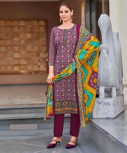 Magenta  Pure Zam Casual Wear Salwar Kameez