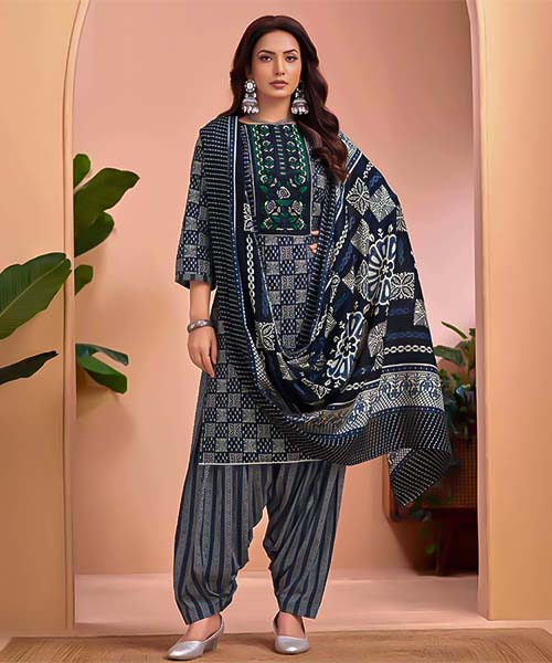 Grey Cambric Cotton Casual Wear Salwar Kameez in northampton