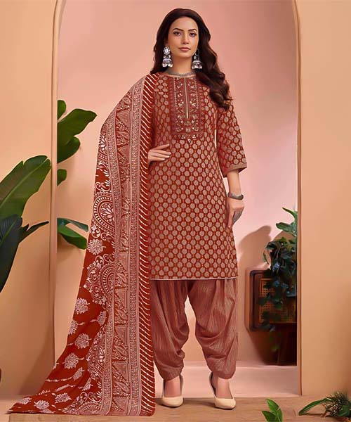 Orange Cambric Cotton Casual Wear Salwar Kameez in northampton