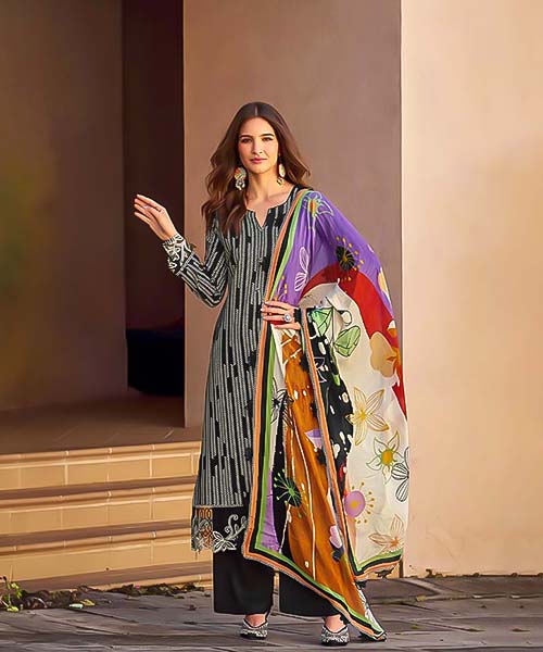 Black  Jam Satin Casual Wear Salwar Kameez