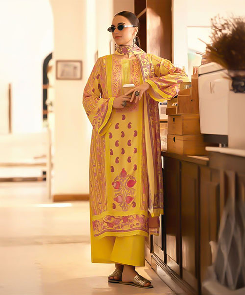 Yellow  Lawn  Casual Wear Salwar Kameez in oxford