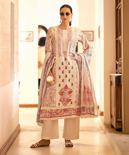White  Lawn  Casual Wear Salwar Kameez in oxford