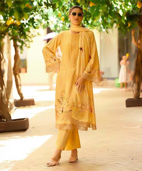 Yellow  Lawn Cotton Casual Wear Salwar Kameez in austin