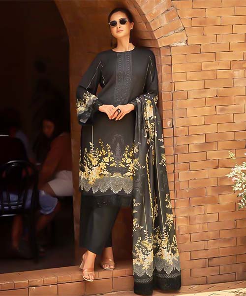 Black Lawn Cotton Casual Wear Salwar Kameez in austin