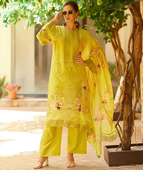 Yellow  Lawn Cotton Casual Wear Salwar Kameez in austin