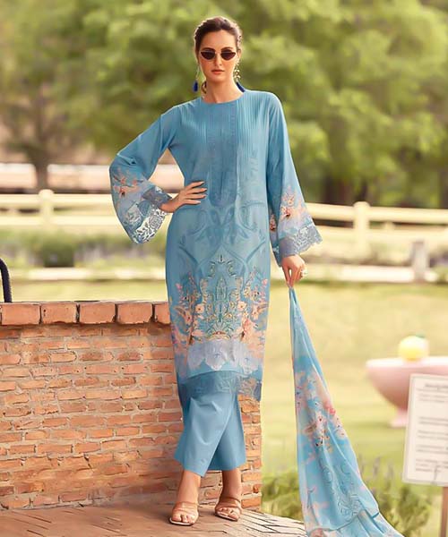 Blue Lawn Cotton Casual Wear Salwar Kameez in austin