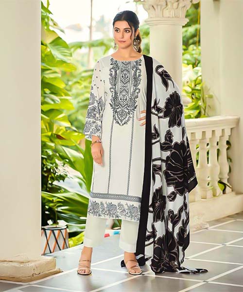 White  Cotton Casual Wear Salwar Kameez in chester