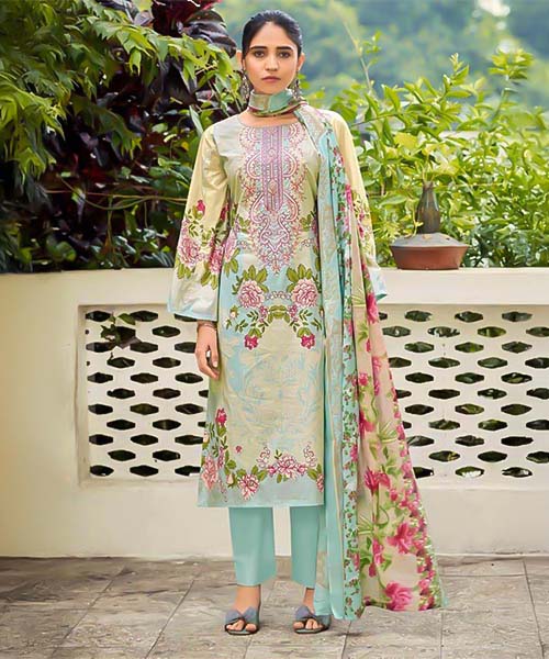 Green  Cotton Casual Wear Salwar Kameez in chester
