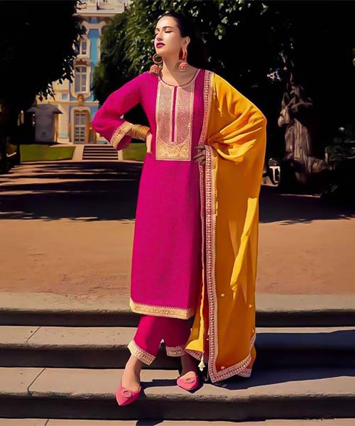 Magenta  Bemberg Russian Silk Party Wear Salwar Kameez in detroit