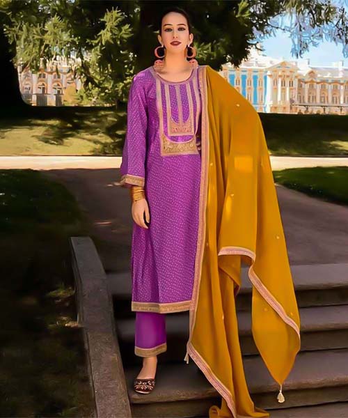 Violet Bemberg Russian Silk Party Wear Salwar Kameez in detroit