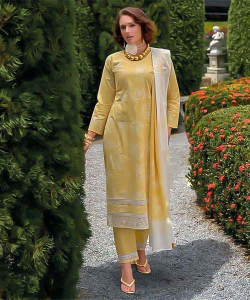 Yellow  Cambric Cotton Casual Wear Salwar Kameez in mumbai