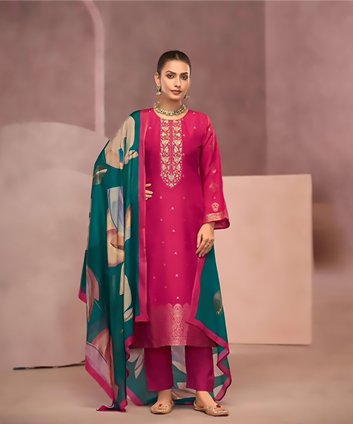 Pink SILK Partywear Suit