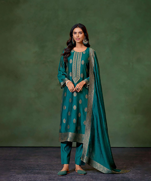 Sky blue Silk Partywear Suit