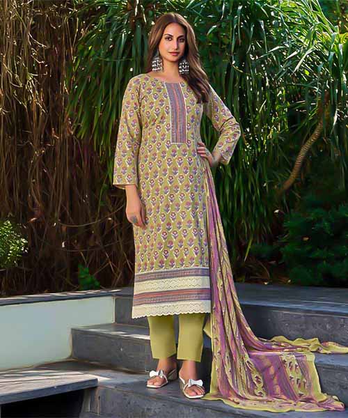 Green  Cambric Cotton Casual Wear Salwar Kameez in northampton