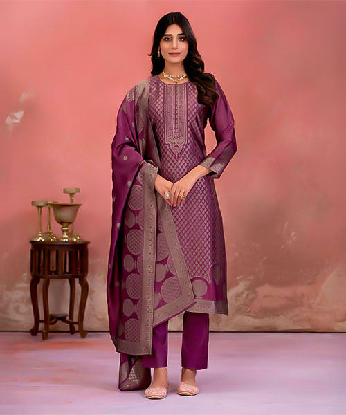Magenta  Bangalory Silk Jacquard Party Wear Salwar Kameez