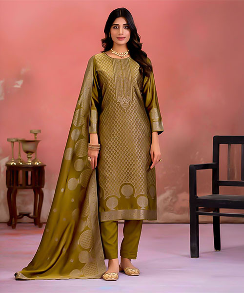 Yellow Bangalory Silk Jacquard Party Wear Salwar Kameez in canada