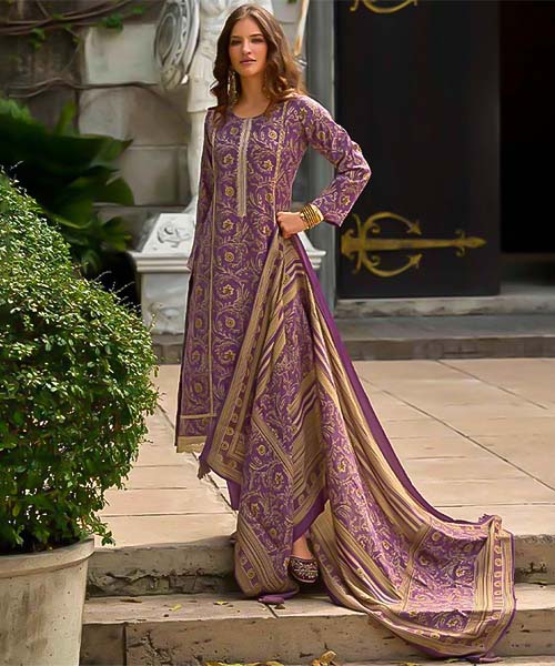 Purple Viscose Muslin Casual Wear Salwar Kameez