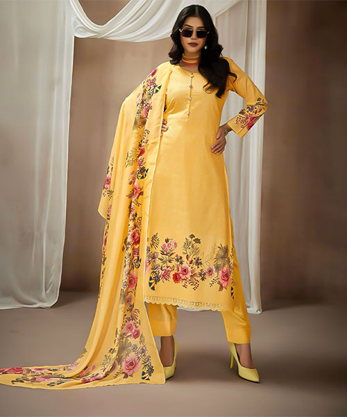 Yellow Lawn Cotton Casual Wear Salwar Kameez in switzerland